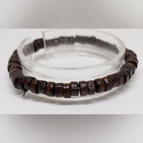 Men's bracelet beaded beads brown new e69 - Picture 1 of 1